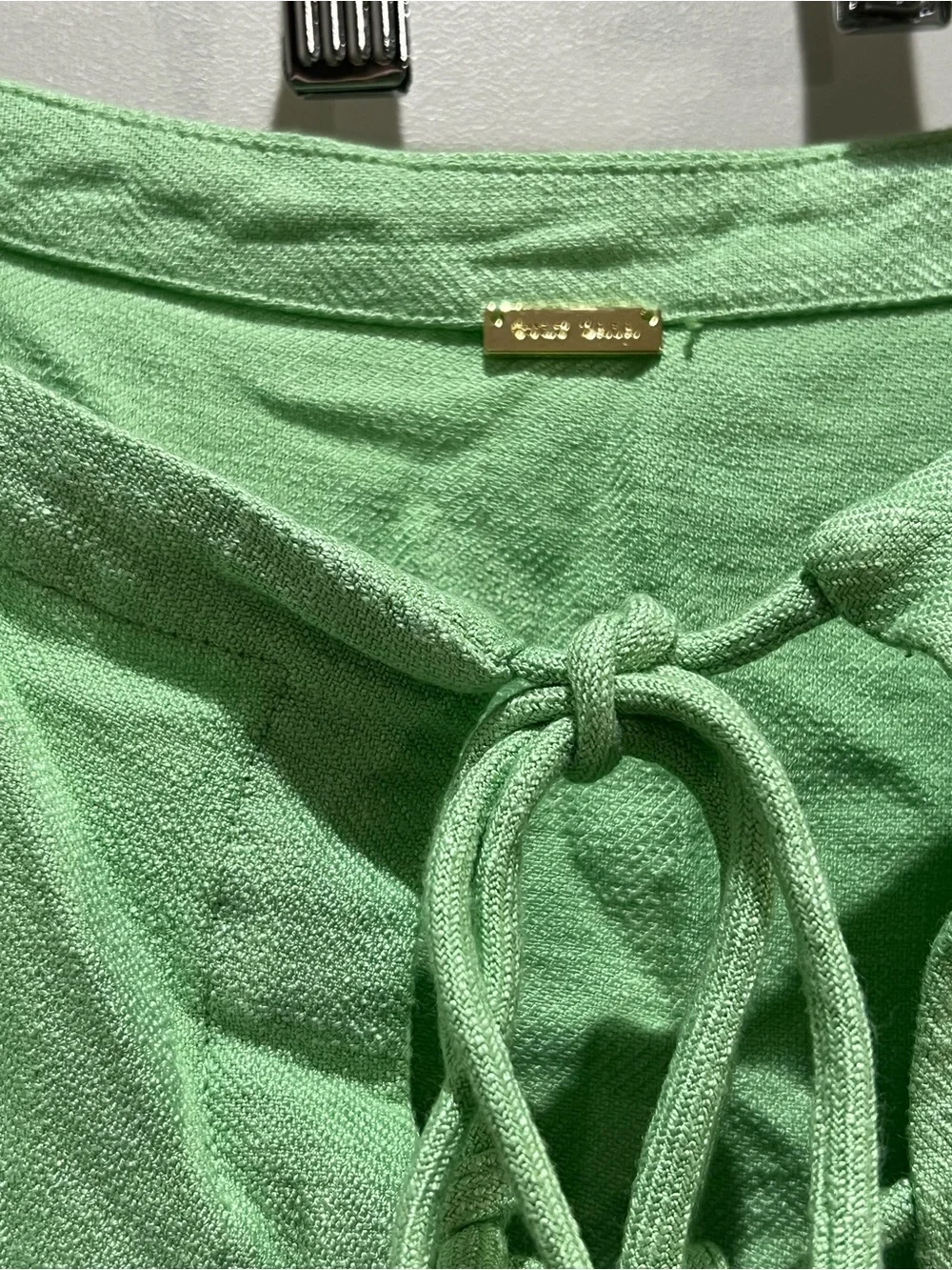 Cult Gaia Mint Green Tie Front Puff Sleeve Top Size S